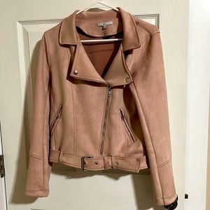 Blashe blush colored faux suede jacket with belt. Worn once.
